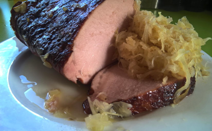Kassler-Lachs-Braten im Römertopf - mit Sauerkraut gegart!